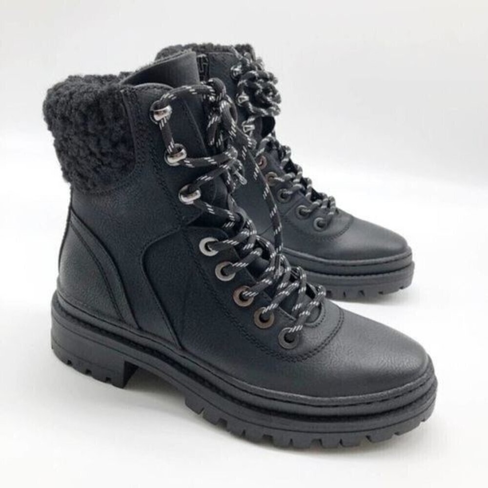 STEVE MADDEN Keystone Faux Fur Trim Lace-Up Boot
